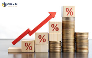 Increasing percentage blocks and coins representing corporate tax rates